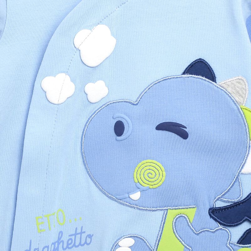 Boys Medium Light Blue Printed Front Opening Babysuit image number null